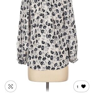 Rebecca Taylor Black and White Floral Blouse